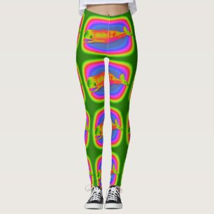 Leggings vert multicolore coloré de baleines