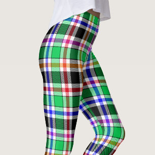 Leggings Vert Noir Flanelle carreaux tartan multicolore