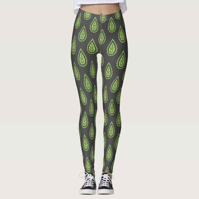 Leggings vert oriental motif (Devant)