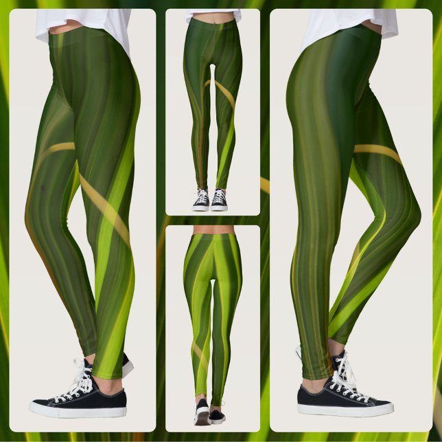 Leggings Vert Palm Fronds Naturel Tropical Abstrait (Créateur téléchargé)