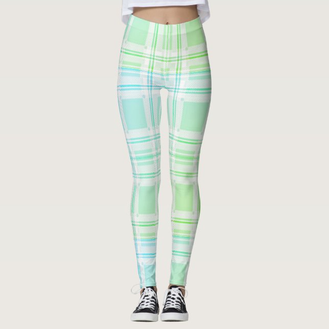 Leggings Vert Pastel Plaid (Devant)