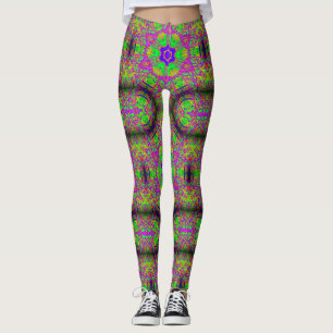 Leggings vert psychédélique super hippie des années 70