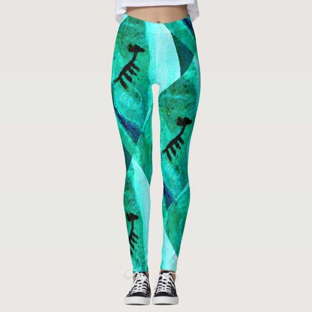 Leggings Vert rocheux abstrait du sud-ouest (Devant)