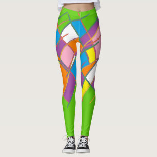 Leggings Vert violet orangé et jaune