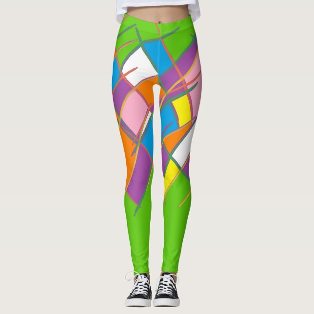 Leggings Vert violet orangé et jaune (Devant)