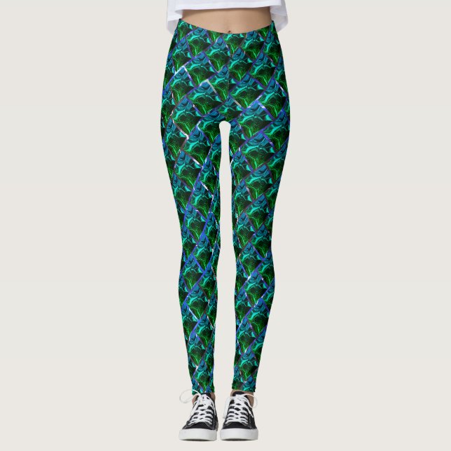 Leggings Verte émeraude et courbes, sous grille nickelé ? (Devant)
