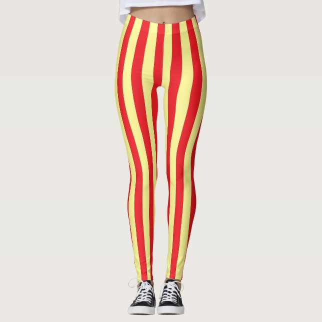 Leggings Verticale en bandes jaunes et rouges (Devant)