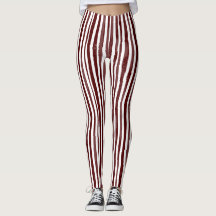 Leggings verticaux rayés marron et blanc