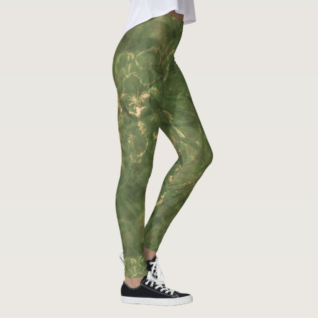 Leggings verts imprimés floraux (Droite)