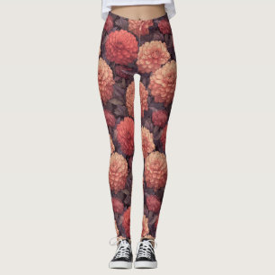 Leggings Vêtements actifs pour femmes Peach Dahlias Petal D