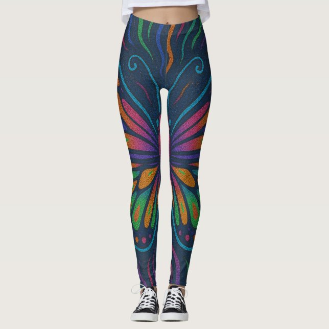 Leggings Vibes de papillon psychédélique (Devant)