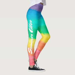 Leggings Vibes d'été en arc-en-ciel coloré