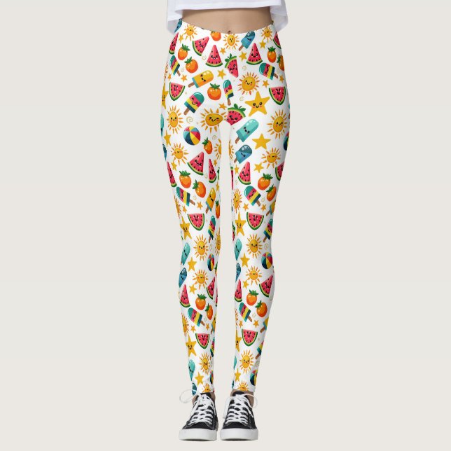 Leggings Vibes d'été lumineuses et amusantes (Devant)