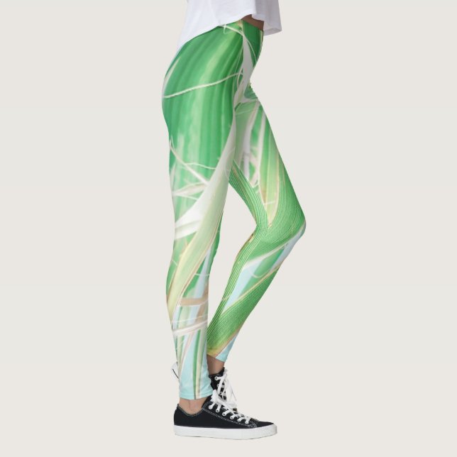 Leggings Vibes d'été Palm Tree Feuilles Pale Green (Droite)