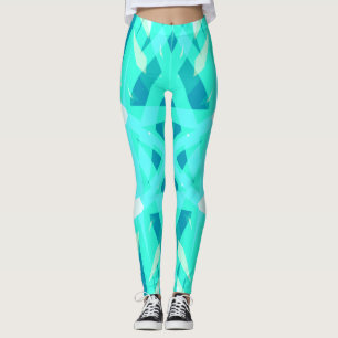 Leggings Vibrant Blue Turquoise Green White Gym Exercice
