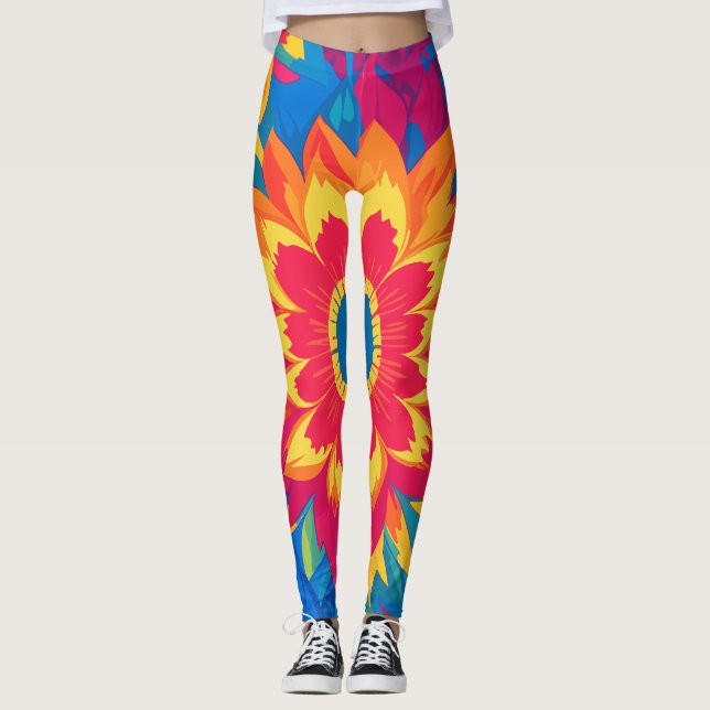 Leggings Vibrant Eye-Catching Mode Expressive Floral (Devant)