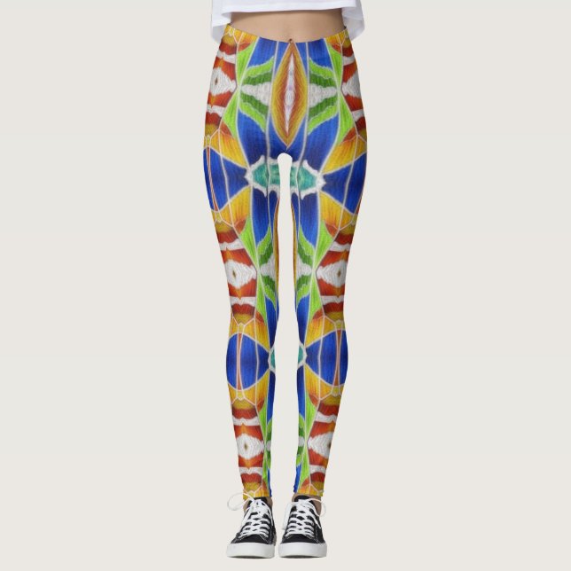 Leggings Vibrant Kaleidoscopic Geometric Pattern Colorful (Devant)
