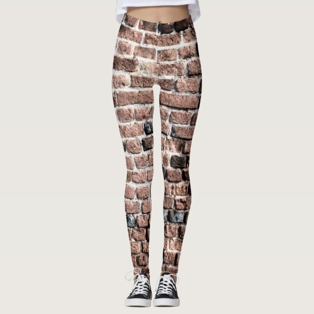 Leggings Vieil arrière - plan de grunge de mur de briques (Devant)