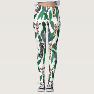 Leggings Vierge Zebra Elephant Giraffe Safari Animals
