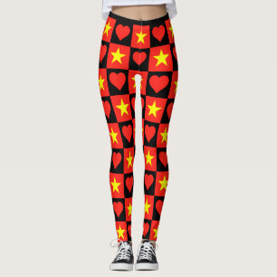 Leggings Vietnam Drapeau de coeur Motif patriotique vietnam