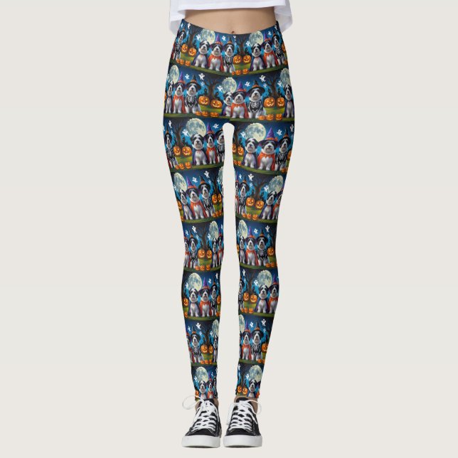 Leggings Vieux bergers anglais Citrouille Halloween Funny (Devant)