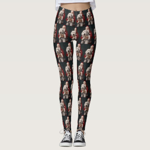 Leggings Vieux chien de berger anglais avec Festin du Père 
