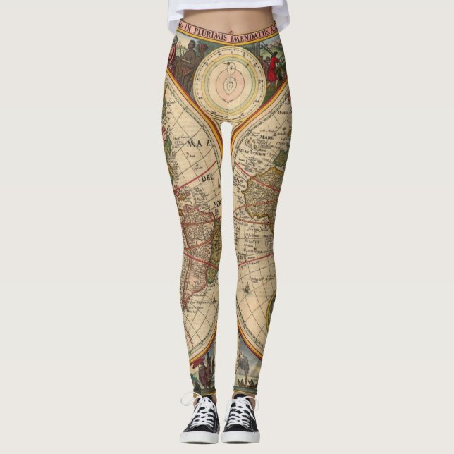 Leggings Vieux World Map by Nicolaas (Devant)