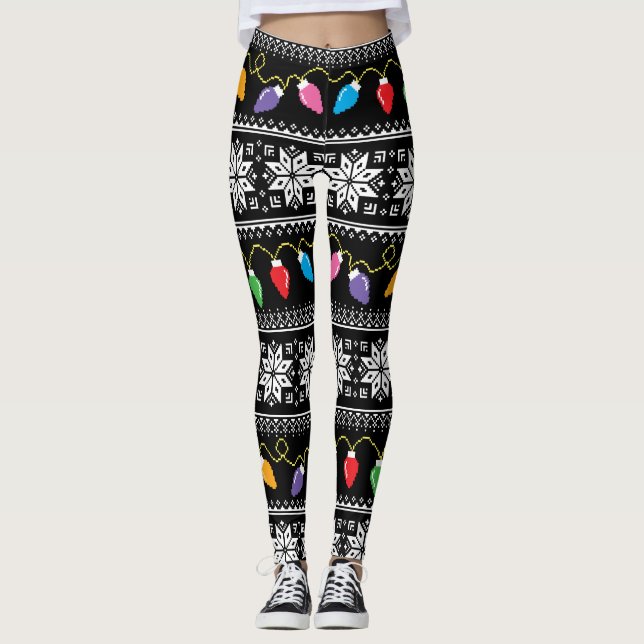 Leggings Vilain Noël Lumières Motif des flocons de neige (Devant)