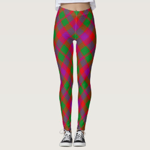 Leggings Ville Glasgow Tartain Plaid Green Red Purple