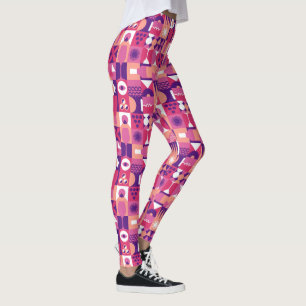 Leggings Vin rose violet rétro Bauhaus Motif
