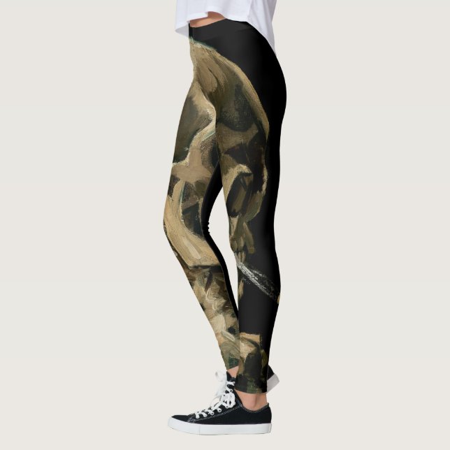 Leggings Vincent van Gogh - Crâne avec cigarette brûlante (Gauche)