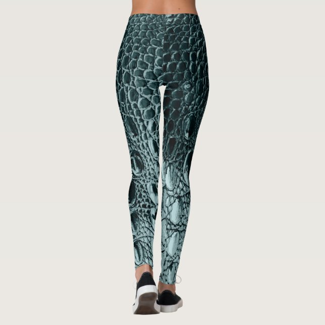LEGGINGS VINTAGE ALLIGATOR TURQUOISE "HORNBACK" RÉVISÉ (Dos)