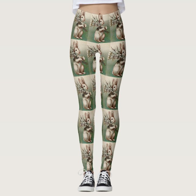 Leggings Vintage Amour Héritage de lapin de Pâques (Devant)