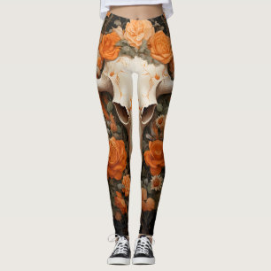 Leggings Vintage Bohême Sugar Skull Bloom