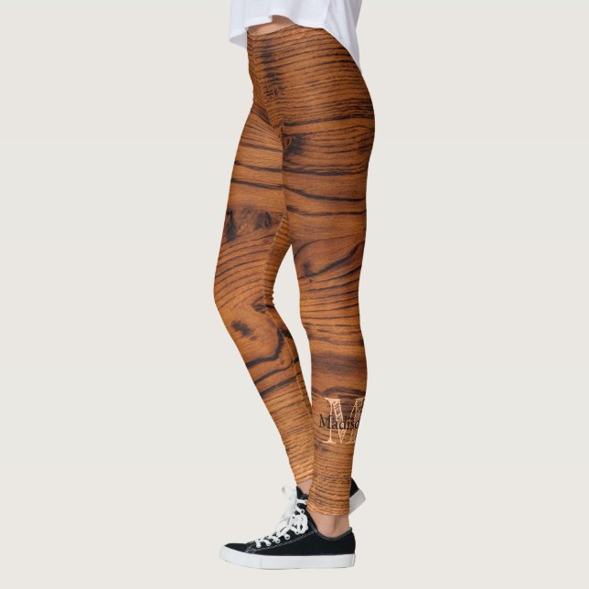 Leggings Vintage bois brun brun roux Monogramme (Gauche)