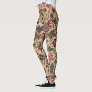 Leggings Vintage Broderie Antique Florale pour Ameublement