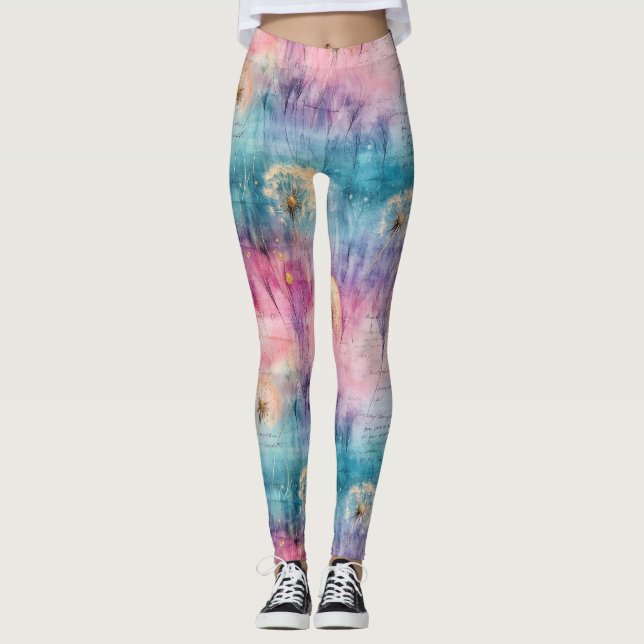 Leggings Vintage Dandelion Abstract Pattern (6) (Devant)