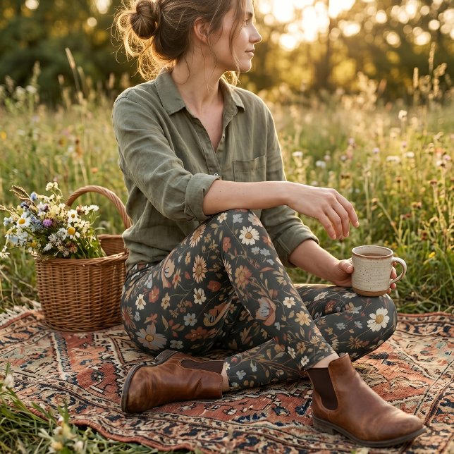 Leggings Vintage Dark Floral Wildflower (Créateur téléchargé)