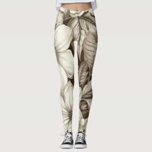 Leggings Vintage Floral Sepia Motif (6)