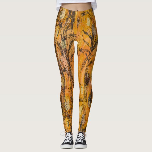 Leggings Vintage Golden Harvest Textile Motif (Devant)