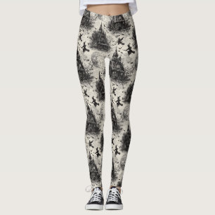 Leggings Vintage Haunted House et sorcier Toile Motif