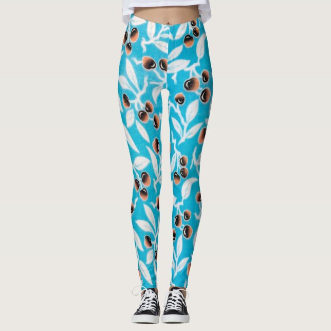Leggings Vintage Japonais Textile, Nuts Motif (Devant)