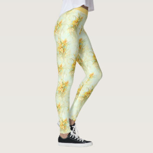 Leggings Vintage Jaune Daffodique Floral Fleur Yoga