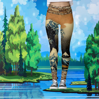 Leggings Vintage La Grande Vague Artiste Japonaise Ocean Wa