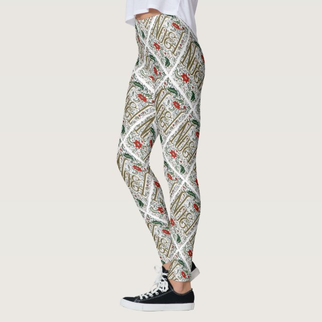 Leggings vintage noël poinsettia joyeux noel (Gauche)