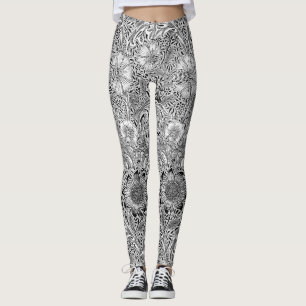 Leggings Vintage noir blanc William Morris Corncockle