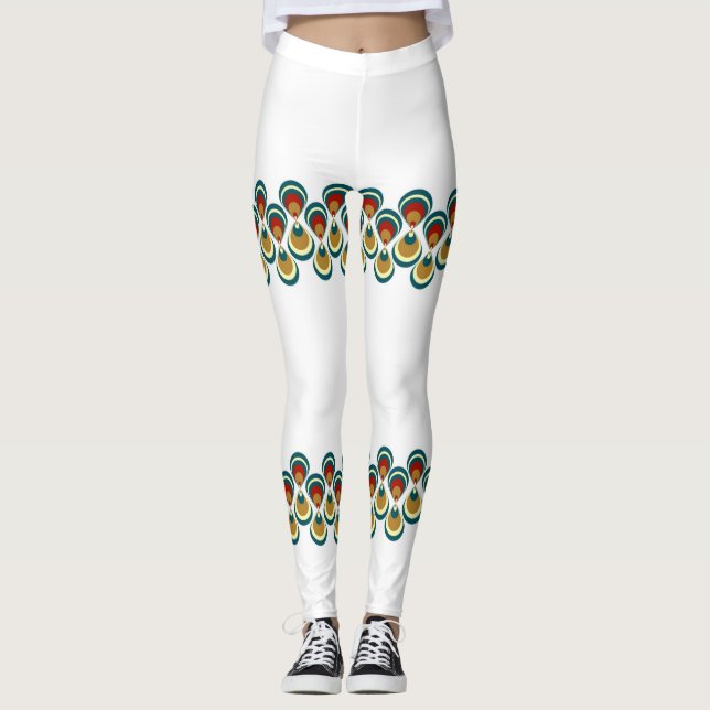 Leggings Vintage paon on white (Devant)