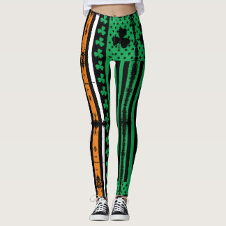 Leggings Vintage Patrick Green Drapeau irlandais Shamrock L