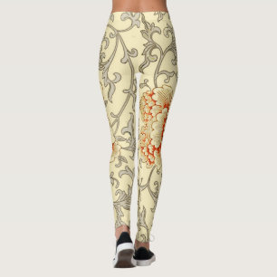 Leggings Vintage rose gris botanique