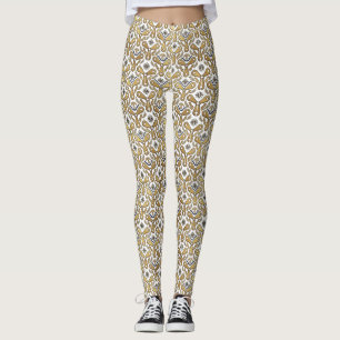 Leggings Vintage Steampunk Dorés Engrenages et Nau